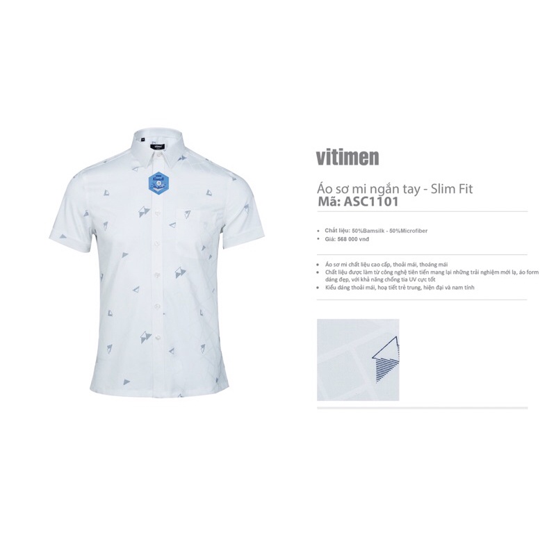 Giảm 10% sơ mi ngắn tay Vitimen