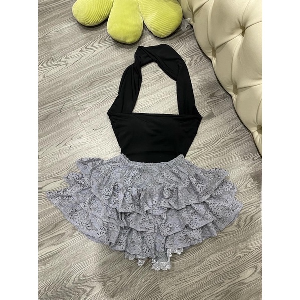 Set hot girl áo chéo cổ cv ren