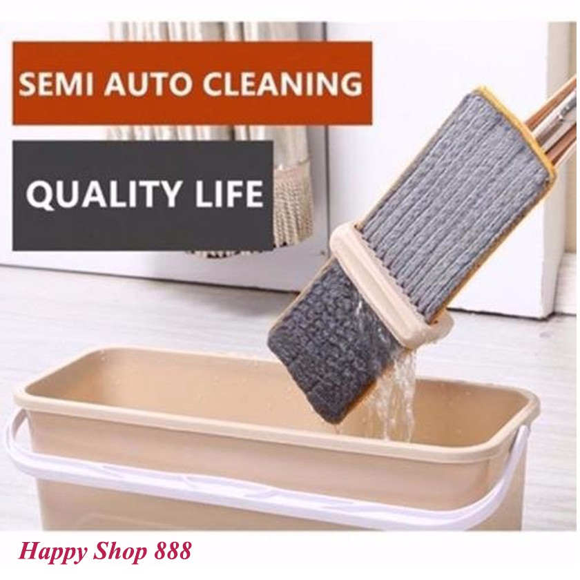 Cây lau nhà tự vắt phẳng thông minh Spin Mop xoay 360 độ - Tặng 1 bông lau| chổi tự vắt