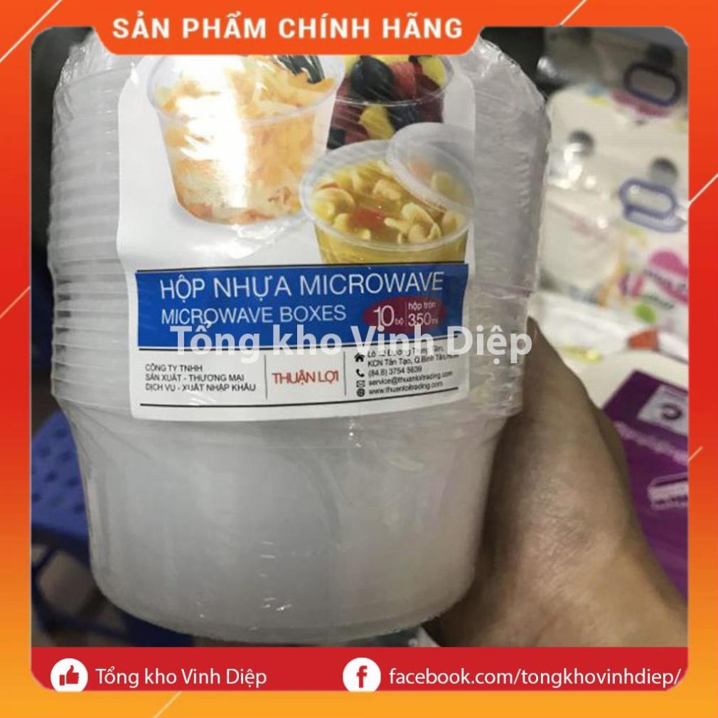 10 Hộp nhựa tròn lò vi sóng Microwave đựng đồ ăn hoa quả có nắp trong suốt Thuận Lợi