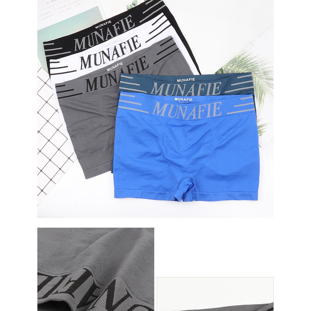 Quần Sịp Nam Đùi Cotton Lụa, Quần Lót Nam Munafie Dệt Kim Co Giãn 4 Chiều Đóng Túi Zip Sang Trọng