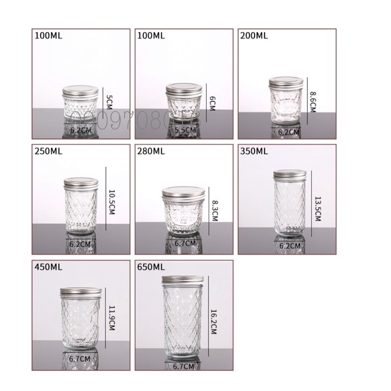 Hũ Thủy Tinh Nắp Nhôm Đủ Size Đựng Thực Phẩm Gia Vị / Đựng Sữa Chua Bánh Flan