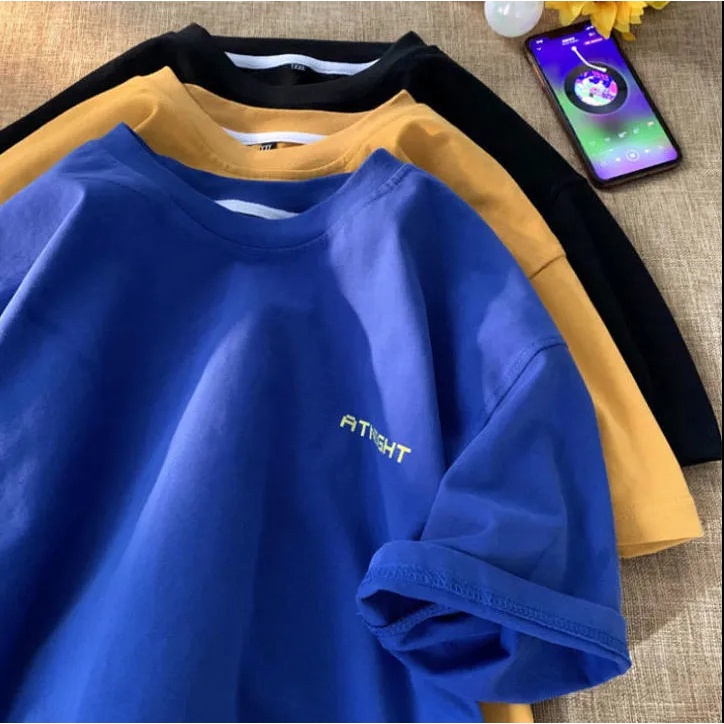 Áo Thun Rộng Màu Sắc Đơn Giản Phong Cách Harajuku Hàn Quốc Dành Cho Nam Nữ