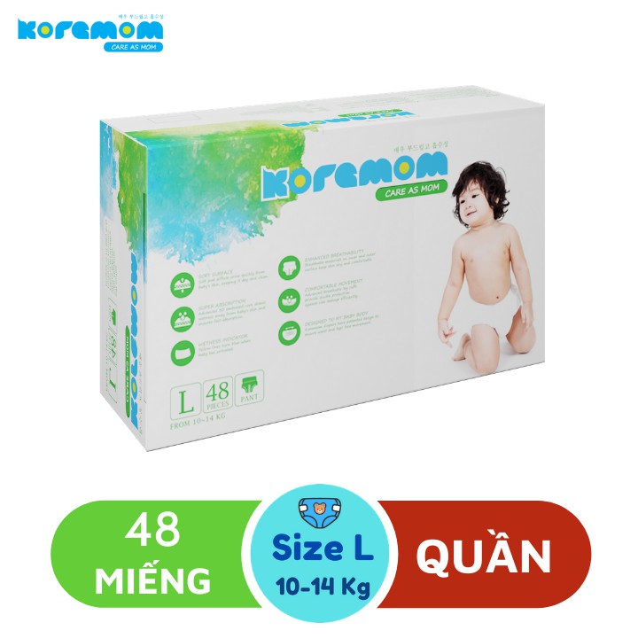 Bỉm Quần KOREMOM - Tã Quần Cao Cấp Hàn Quốc Mềm Nhẹ Khô Thoáng - M52