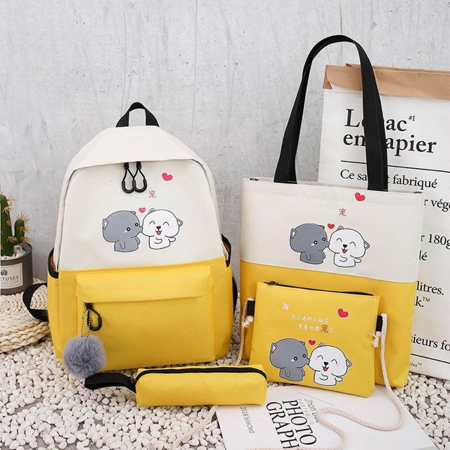 Balo Bộ 4 Món 2 Chú Chó Kiss Cực Cute ( size to)