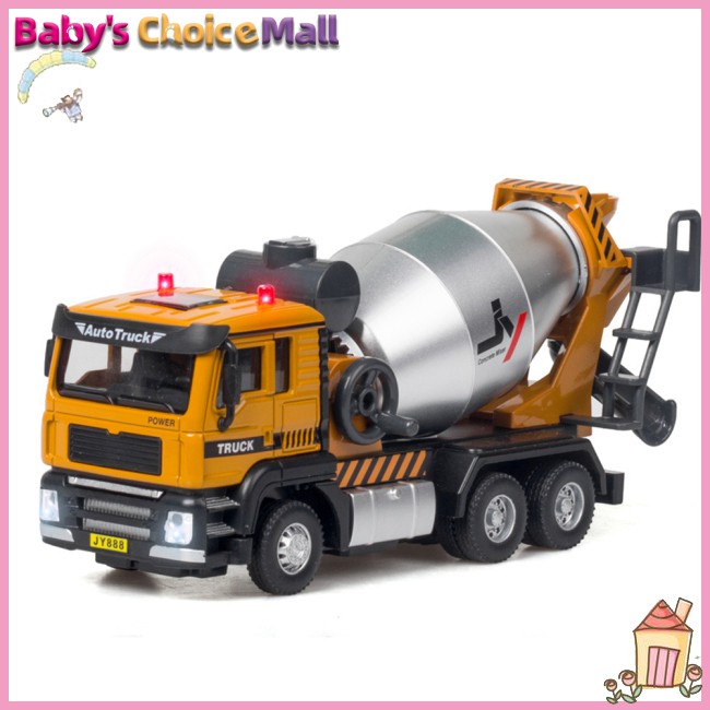 Model Truck Sound Light Pull Back Toy Simulation Excavator/Mixer Alloy 1:50