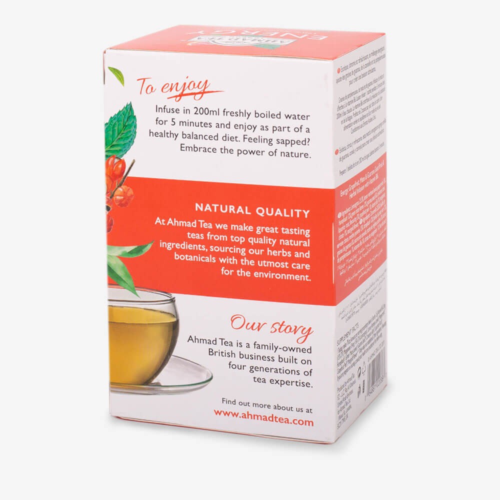 Trà thảo mộc Ahmad Organic Premium - ENERGY INFUSION (Năng lượng cuộc sống) (túi lọc có bao thiếc - 20 túi/hộp)