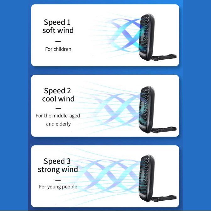 Quạt Baseus Làm Mát Mini  Không Ồn 3 Chế Độ Gắn Sau Ghế Ô Tô Xe Hơi Dùng Nguồn USB  Foldable Backseat Fan