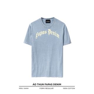 Áo Thun Nam Fapas Denim Wash Màu Cá Tính In Logo Nổi Bật Form Chuẩn - FAPAS