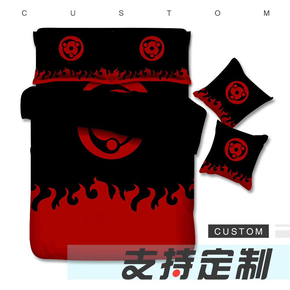 Bộ Drap giường Đơn / Đôi In Hình NARUTO Sasuke Uchiha Akatsuki YT3