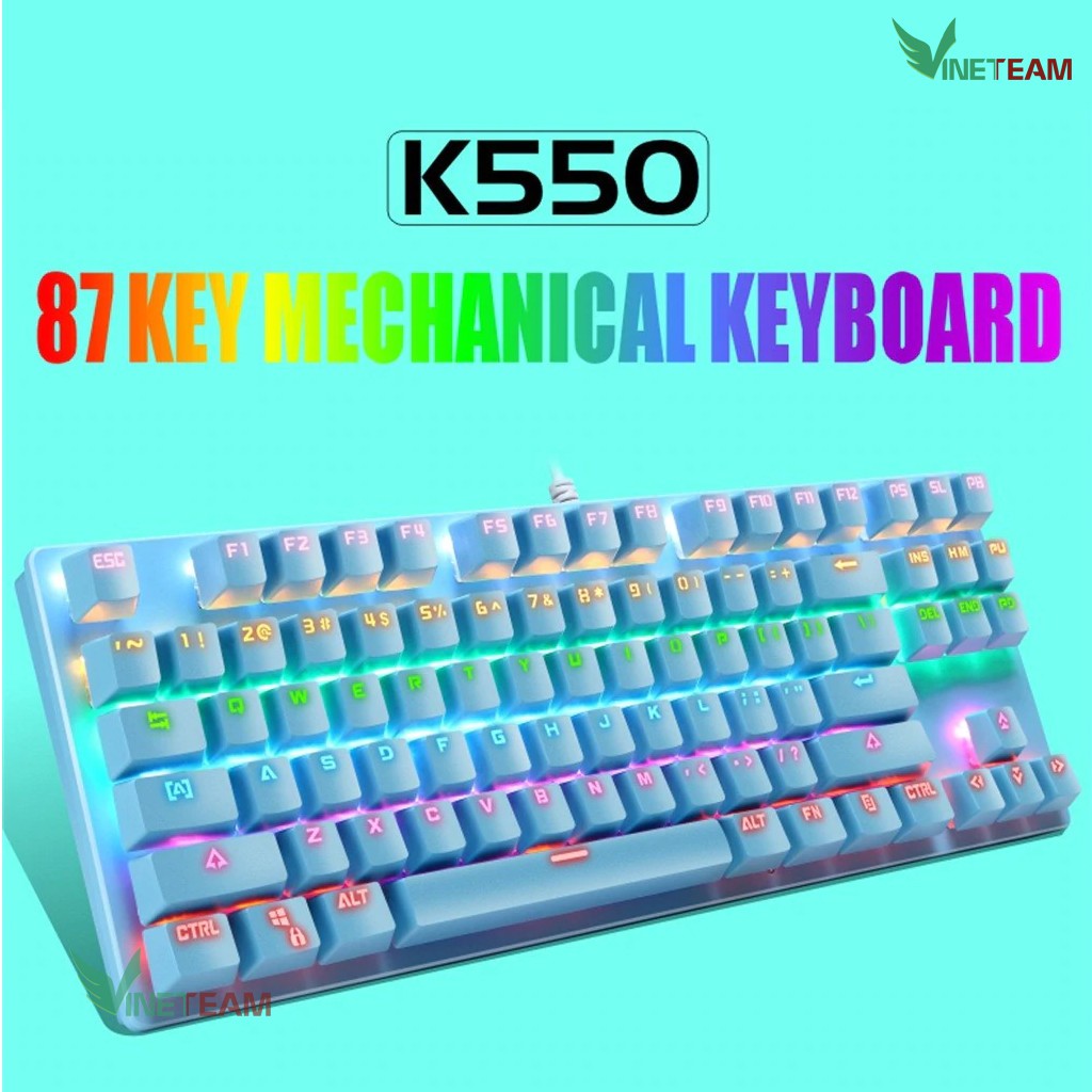 Bàn Phím Cơ Máy Tính Crack K550 Led RGB 10 Chế Độ Khác Nhau, Chơi Game Dùng Văn Phòng Cực Đã -dc4345