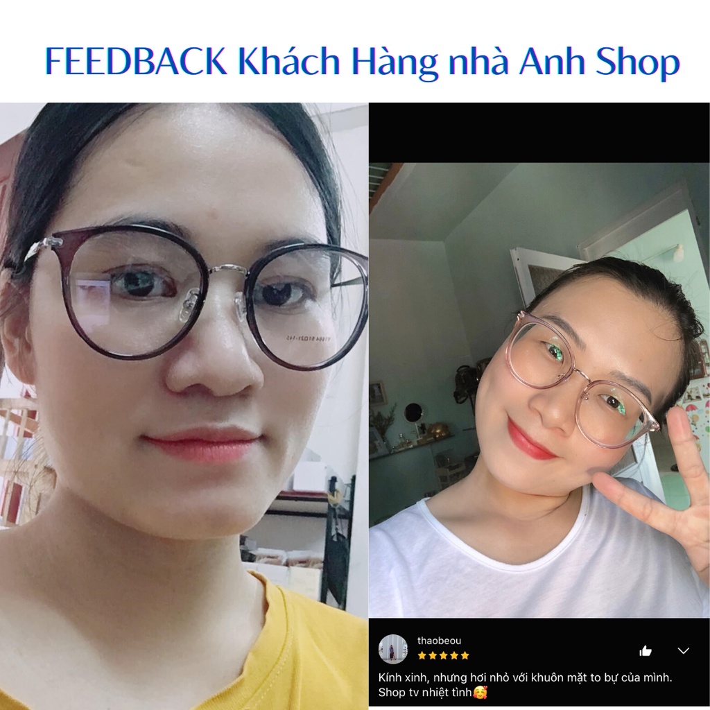 Gọng kính tròn thời trang chất liệu nhựa kết hợp kim loại dày dặn chắc chắn 1664