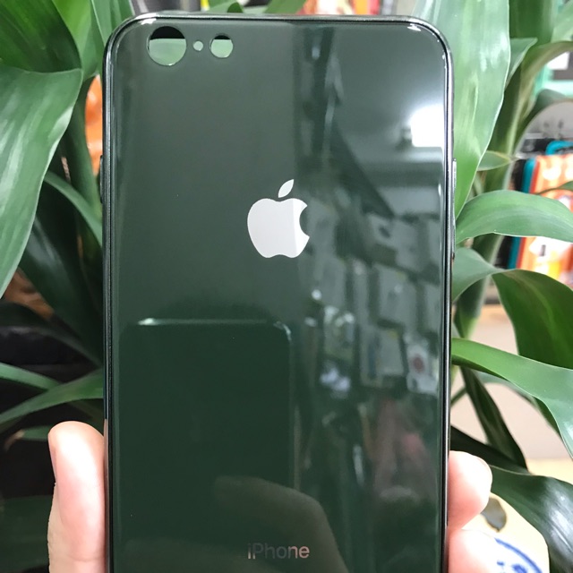 Ốp Lưng Kính Màu Xanh Rêu iphone 6plus/6s plus