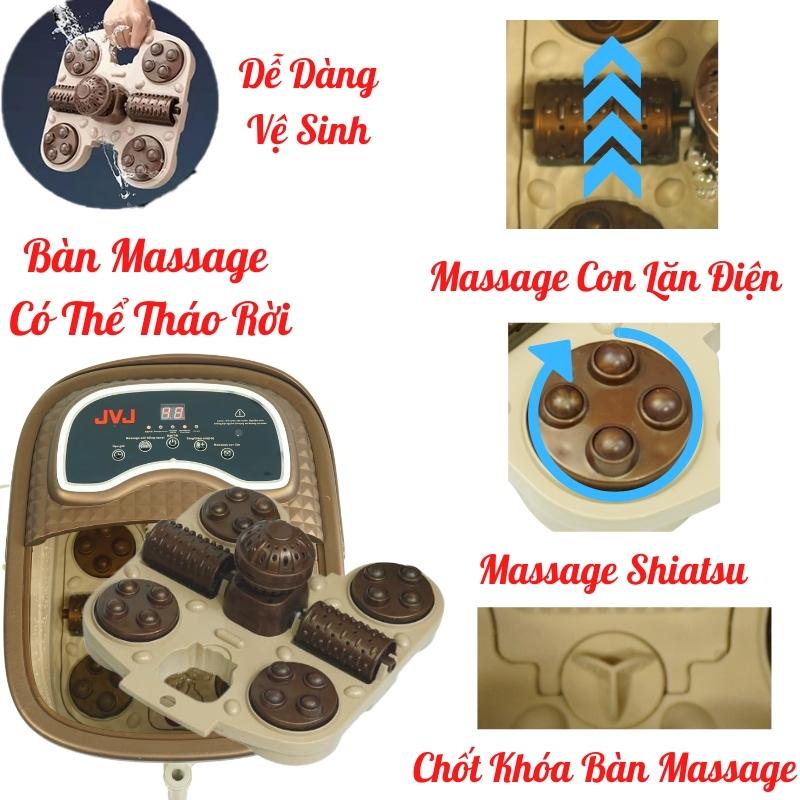 [Freeship 100k] Bồn ngâm chân có Tiếng việt 2021 JVJ B2 massage tự động bằng con lăn, Sục khí,hồng ngoại - Bảo hành 12T