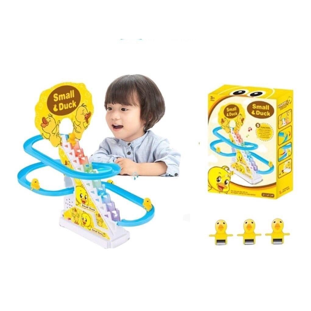 Đồ chơi Vịt leo bậc thang / người nhện leo thang / xe Macqueen leo thang có đèn phát nhạc