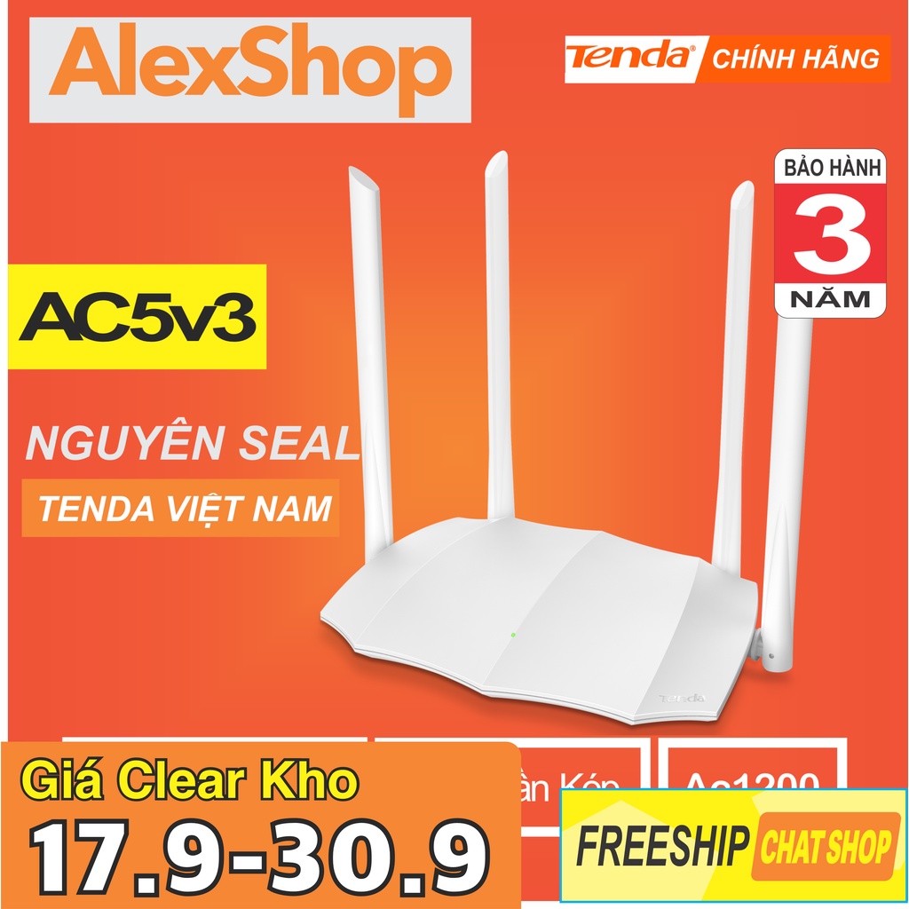 Tenda AC5v3 Thiết Bị Phát Wifi AC1200M Băng Tần Kép 2.4G và 5G