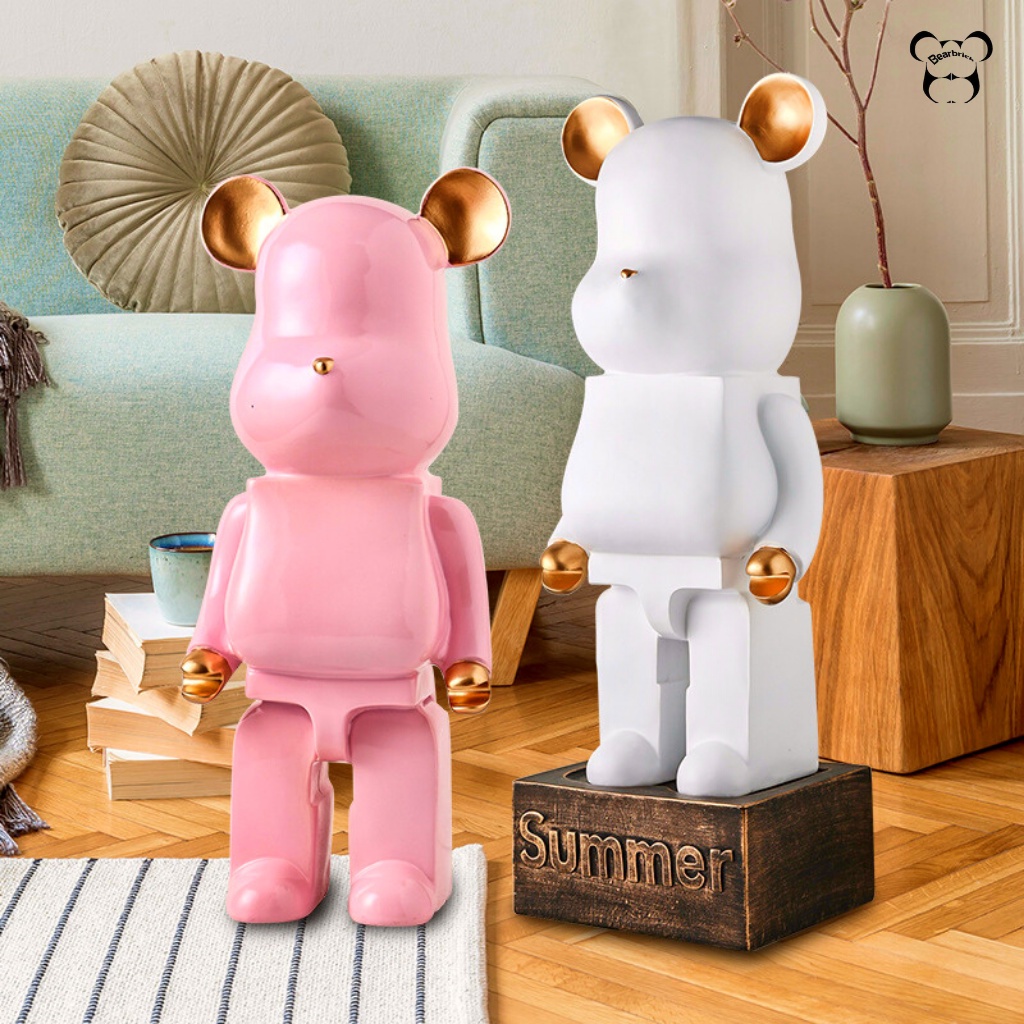 Bearbrick, gấu bearbrick 50cm cỡ vừa, mẫu màu tai vàng có đủ 5 màu chất liệu thạch cao - Chin Official Store