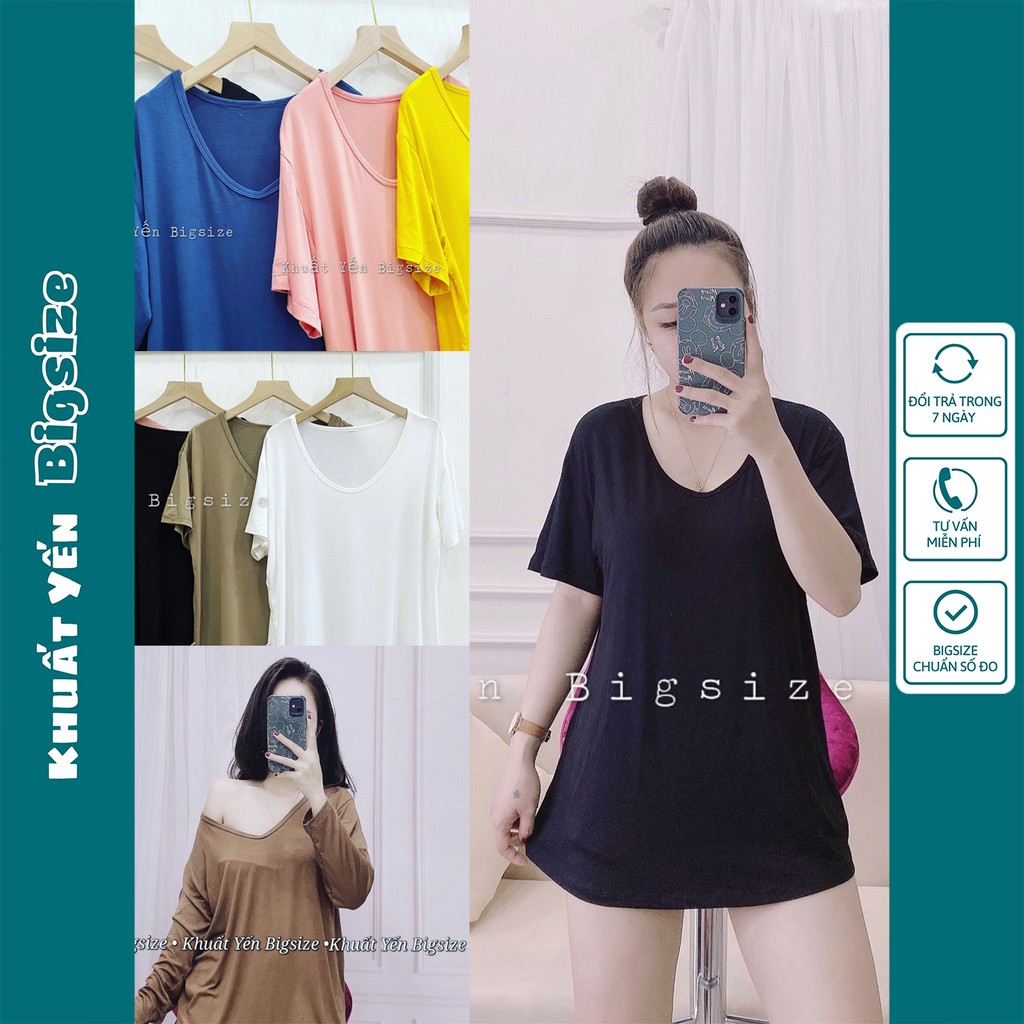 Áo cổ tim tay cộc vải thun lạnh form rộng nhiều màu ❤Leeshu❤ Áo thun cổ V chất thun lạnh mềm mát có Bigsize