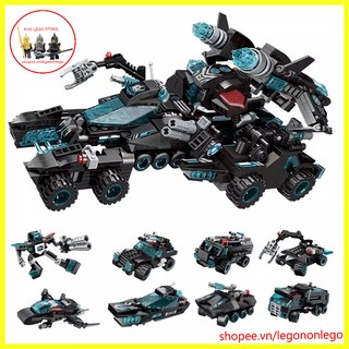 Xếp hình đồ chơi non lego bộ lắp ghép chiến xe SWAT quân sự Qman công nghê cao với vũ khí hiện đại 8 in 1 hãng ENLIGHTEN
