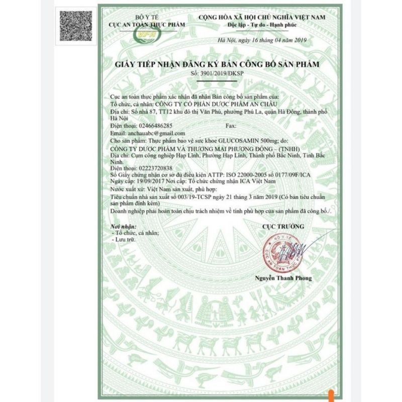 Glucosamin 500 giúp xương chắc khoẻ, ngăn ngừa thoái hóa khớp.