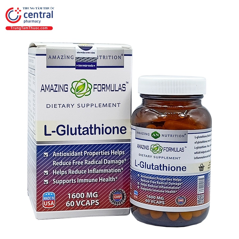 L- Glutathione 1600mg Viên uống trắng da giúp cải thiện da sạm màu, mờ nám, mờ tàn nhang