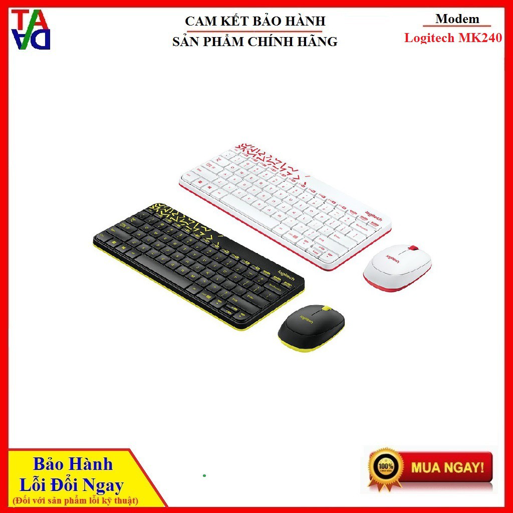 Combo bàn phím + chuột không dây Nano Logitech MK240 Hàng chính hãng - Bảo hành 12 tháng 1 đổi 1