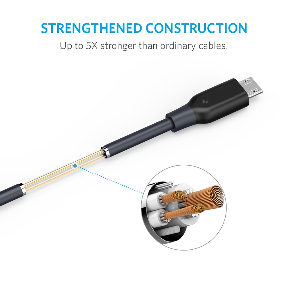 Cáp Micro USB Anker PowerLine dài 0.9m - A8132 - Hàng chính hãng
