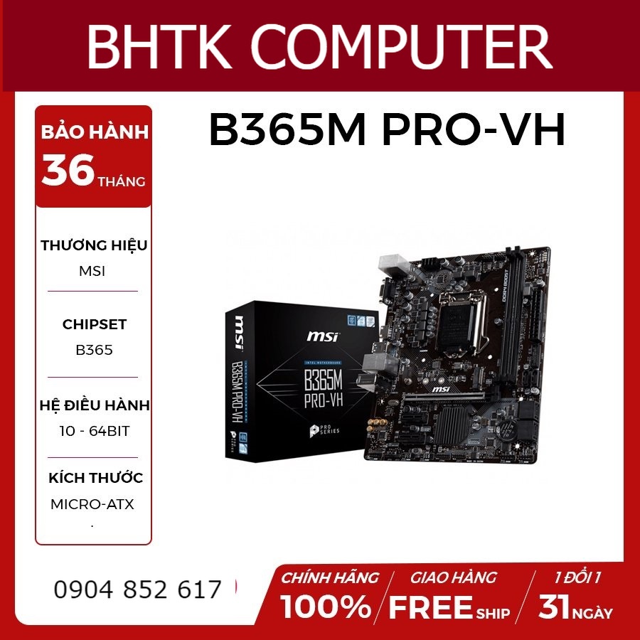 [NEW FULL BOX] Bo mạch chủ MSI B365M PRO-VH 1151v2 Socket 1151, m-ATX, Intel B365 đẳng cấp đến từ thương hiệu bh 3 năm