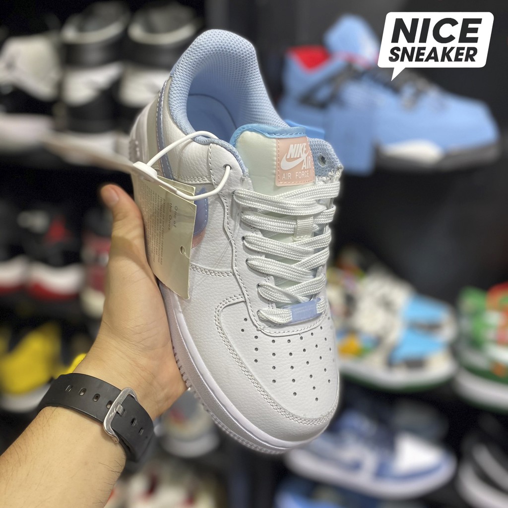 [ Nice Sneaker ] Giày sneaker cổ thấp Af1 : Air Force 1 low double swoosh White / Blue | Bản High Quality .