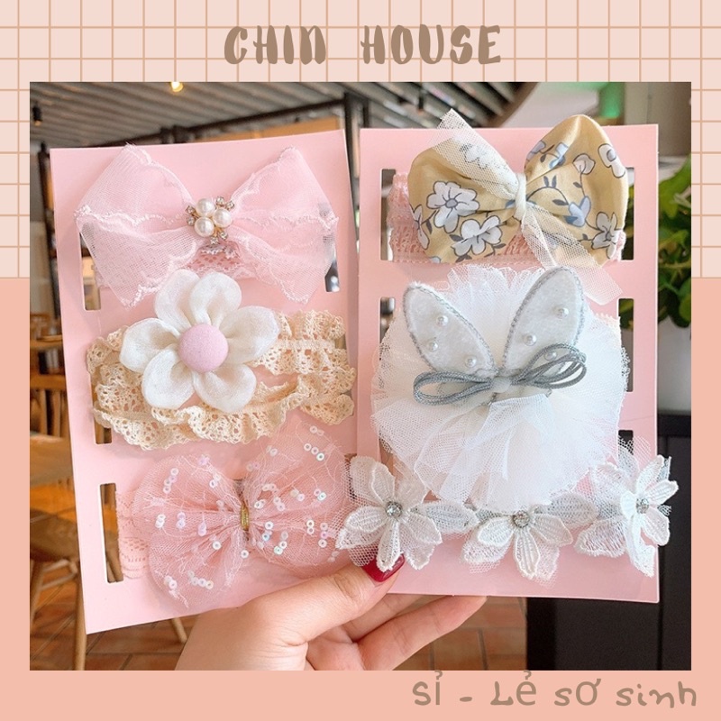 SET 3 CHIẾC TURBAN TÓC SIÊU XINH KÈM HỘP ĐỰNG XỊN SÒ CHO BÉ GÁI