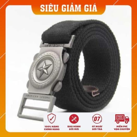 Thắt lưng nam vải dù mặt sao tròn phong cách lính