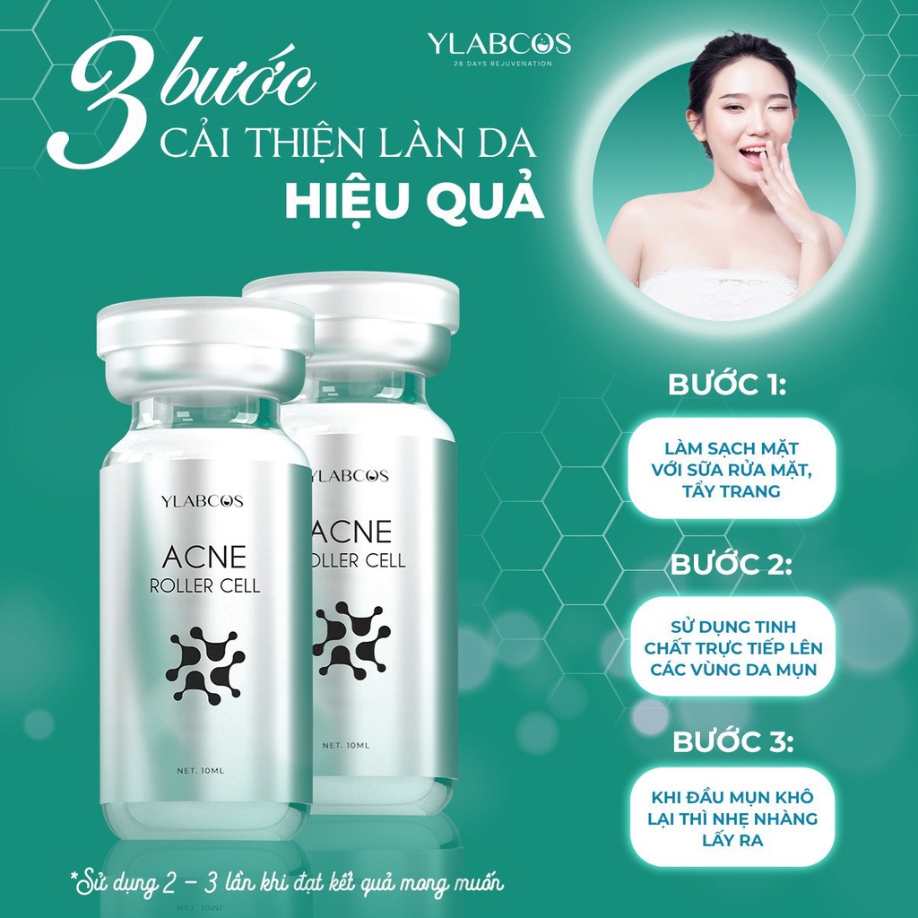 Tinh Chất Mụn Lăn  Acne Roller Cell Ylabcos,Chai 10ml,Hỗ trợ ngừa mụn,làm mờ vết thâm mụn,giảm bóng dầu