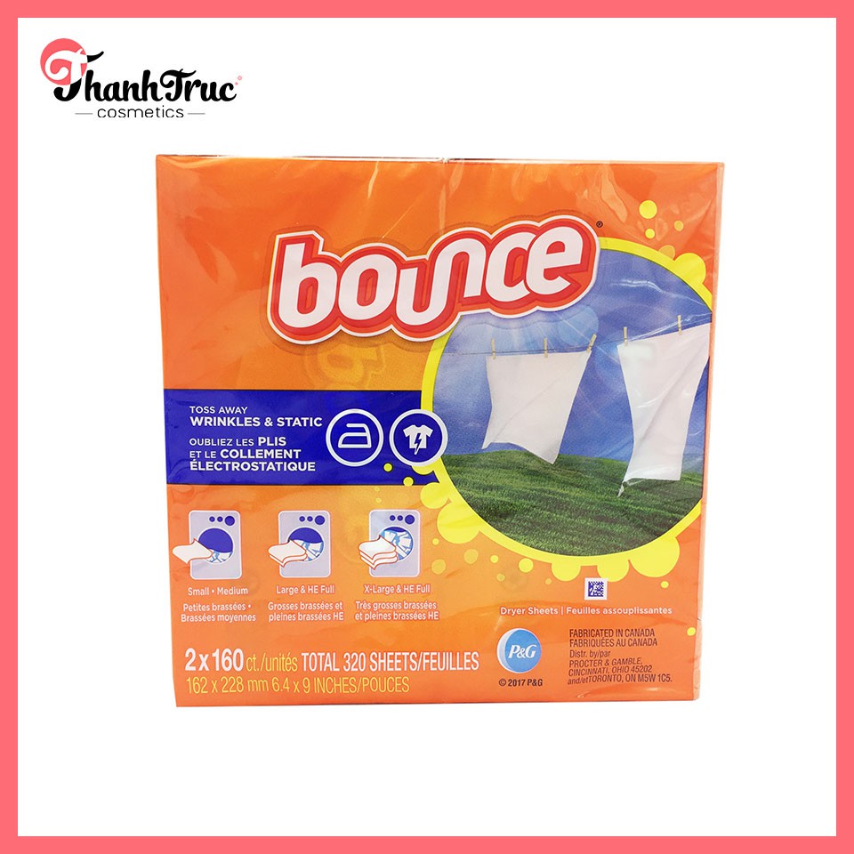 GIẤY THƠM QUẦN ÁO BOUNCE 160 tờ x2 MỸ