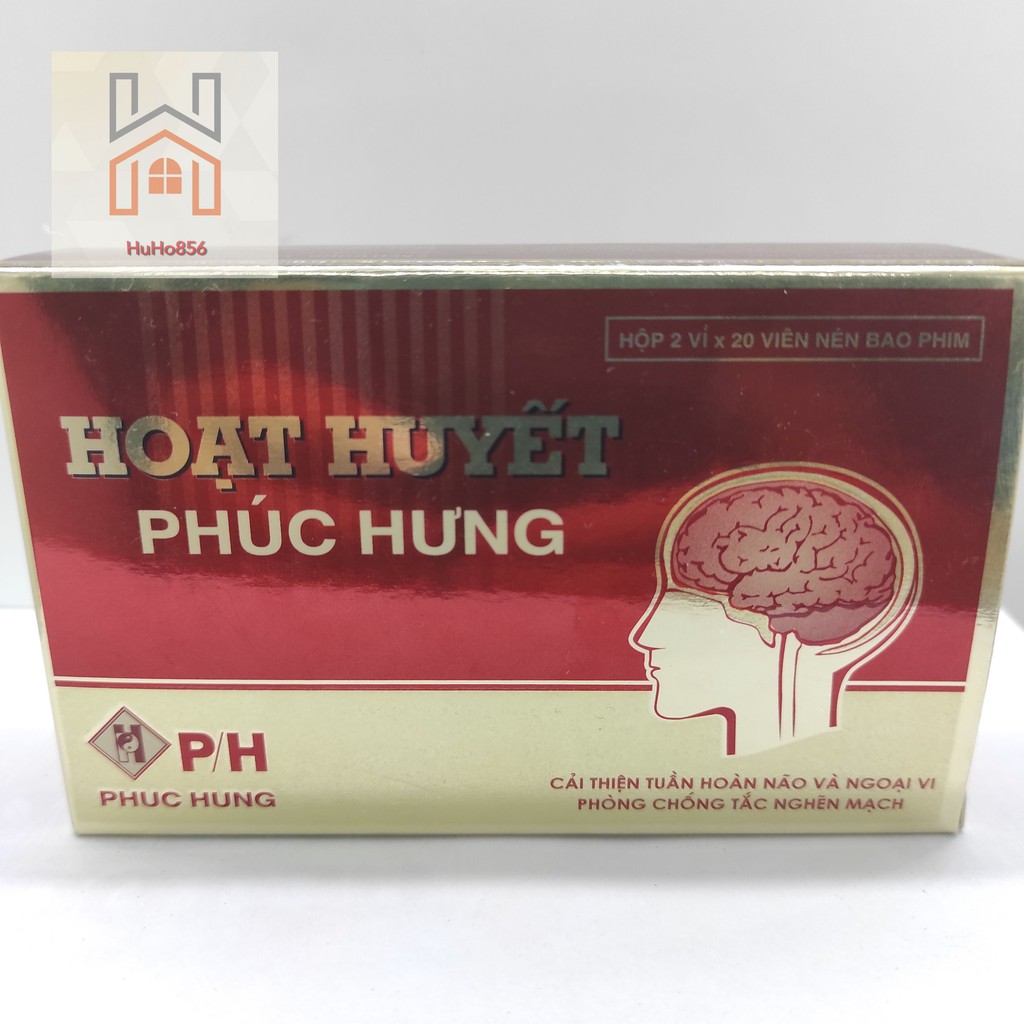 Hoạt huyết  Phúc Hưng - Cải thiện tuần hoàn não - Hộp 2 vỉ x 20 viên nén bao đường