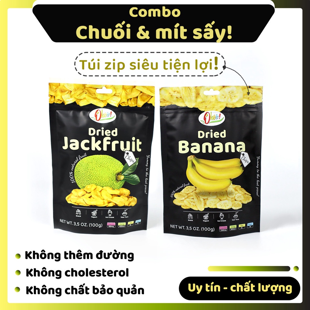 COMBO Mít sấy giòn và Chuối sấy giòn nguyên miếng Ohoo! 100g