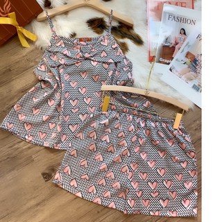 Bộ ngủ lụa hai dây thắt nơ cao cấp