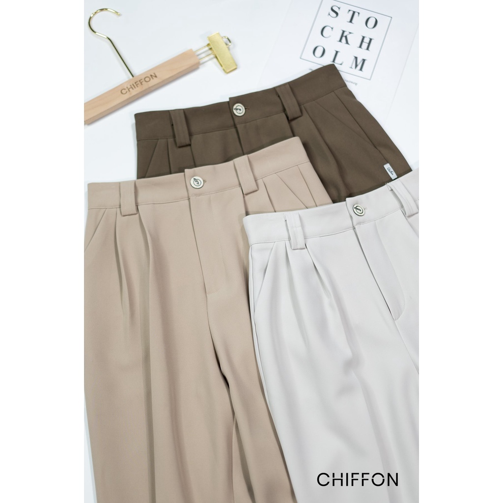 Quần baggy ống đứng 1 cúc cao cấp thiêt kế Chiffon