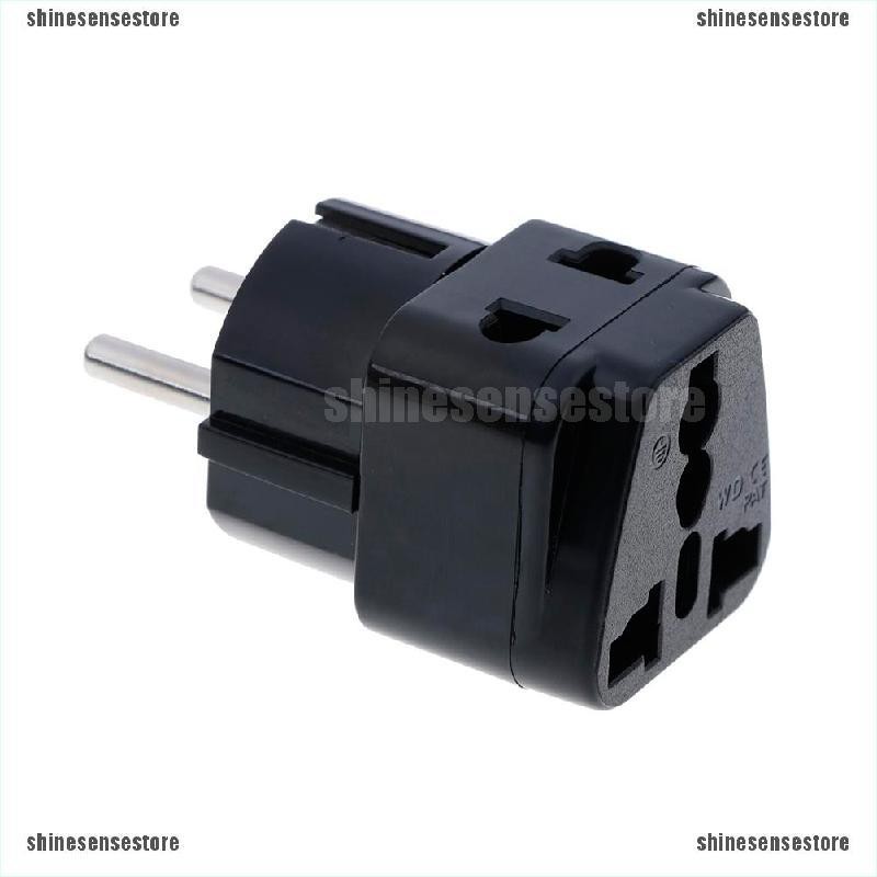 1 to 2 Splitter Germany France 5mm plug to universal UK/US/EU/AU 2/ 3 pin socket(shinesensestore)