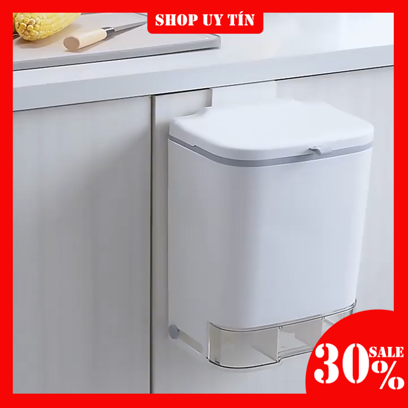 thùng rác treo tủ bếp NPR76, thùng rác treo tường tiện dụng có ngăn đựng túi rác