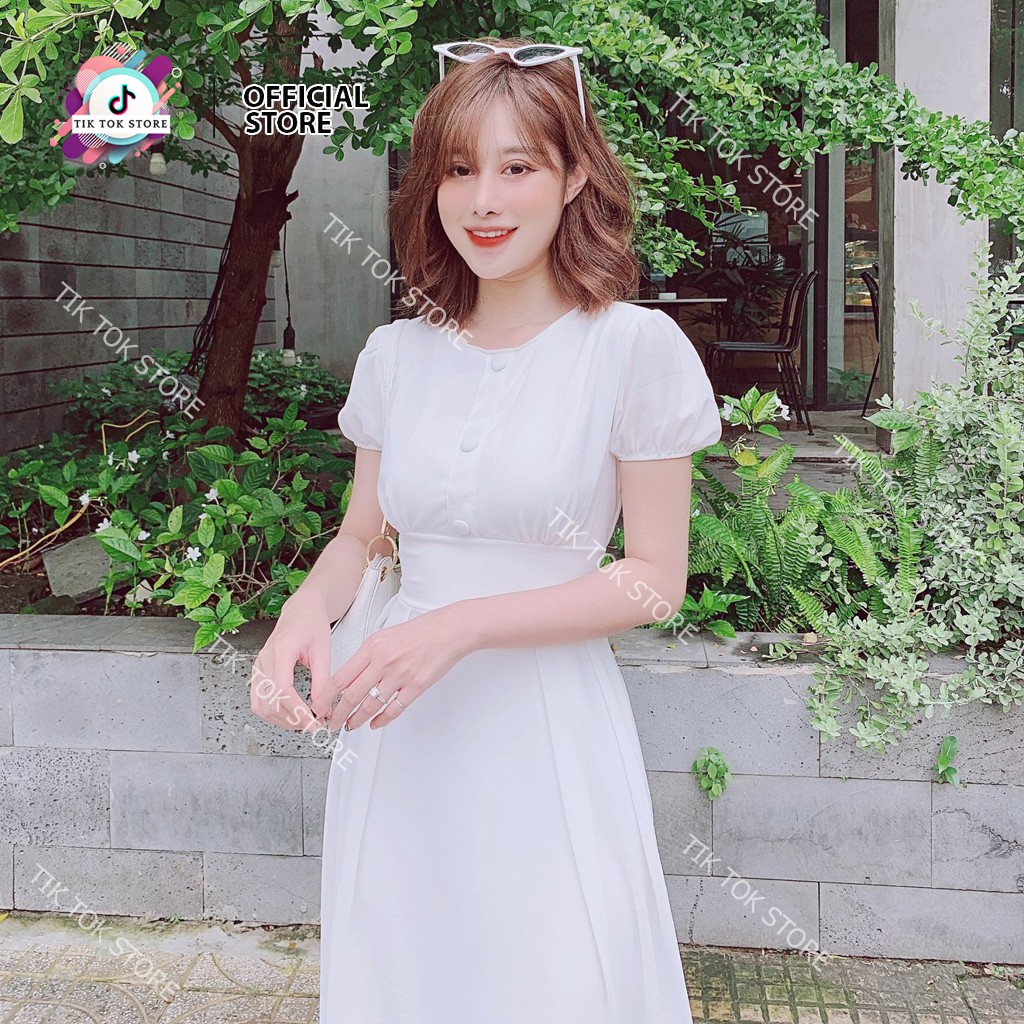 Váy tiểu thư sang chảnh, đầm tiểu thư đính nút TIK TOK STORE | BigBuy360 - bigbuy360.vn