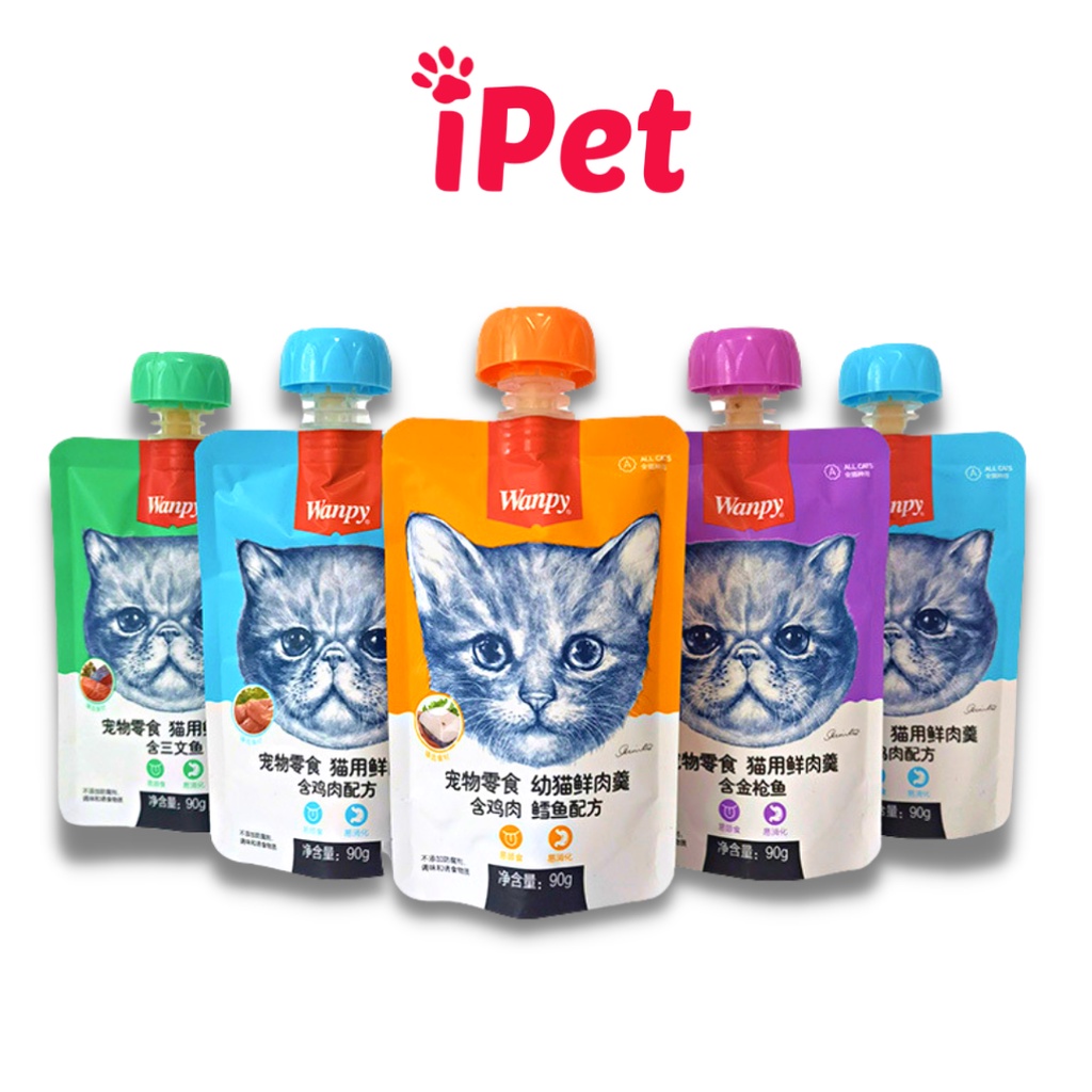 Súp thưởng WANPY nắp vặn 90g - Pate dạng soup cho mèo - iPet Shop