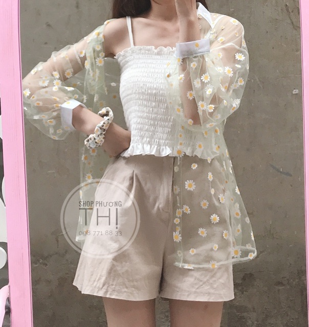 Áo quây - áo hai dây hoa nhí vintage ulzzang (hình shop tự chụp/sẵn)