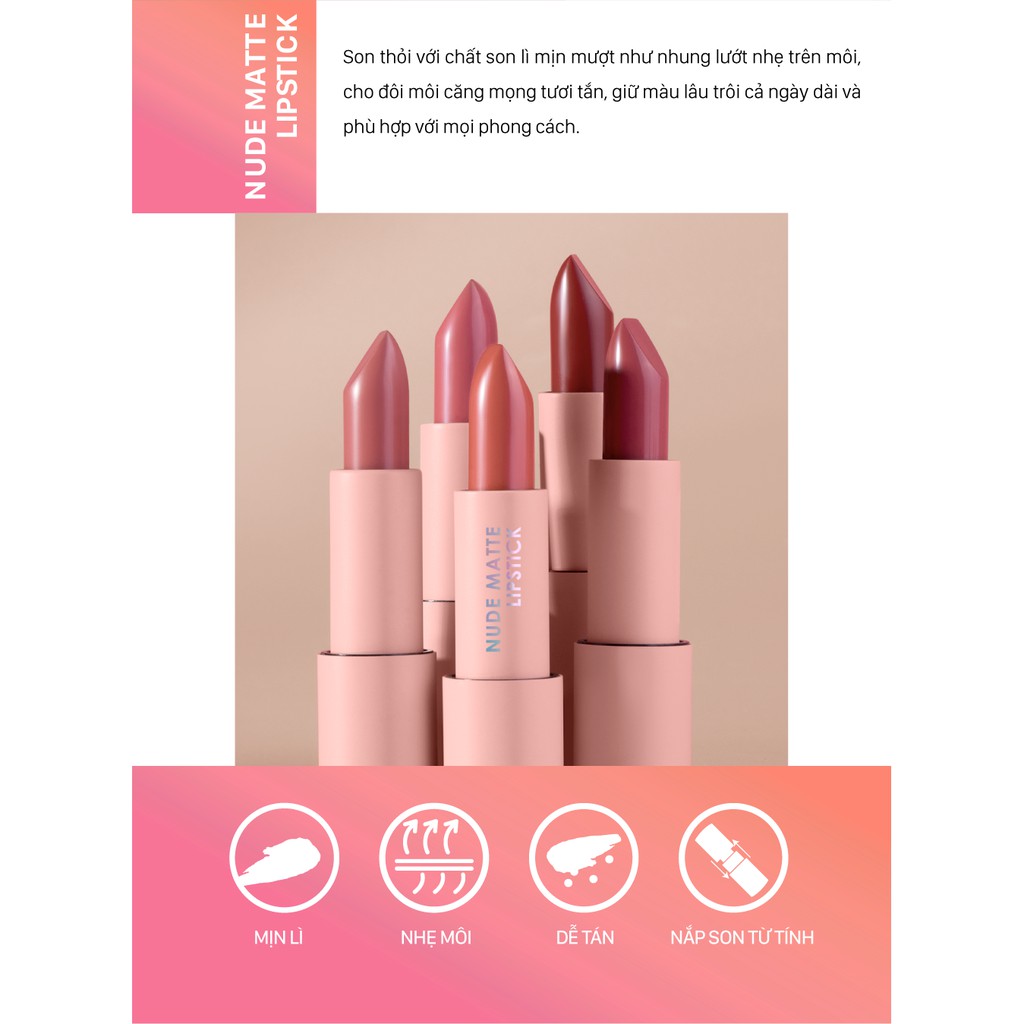 Son thỏi Cathy Doll Nude Matte Lipstick 3.5g