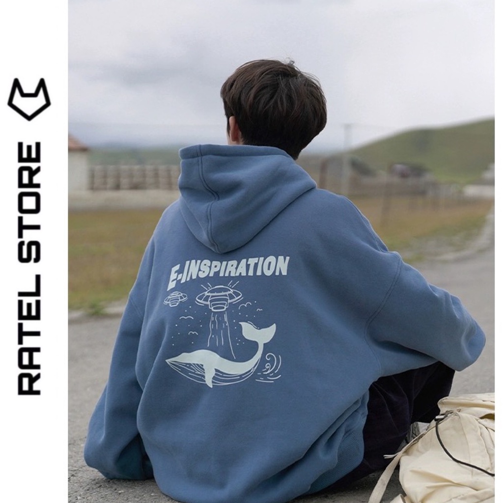 Áo Hoodie Local Brand Nỉ Bông Thu Đông E-inspiration CÁ VOI Unisex Nam Nữ Ulzzang
