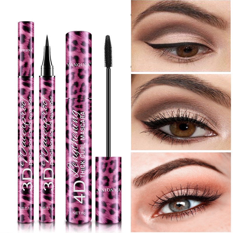 Bút chì kẻ mắt dạng lỏng + Bộ mascara chống nước 4D