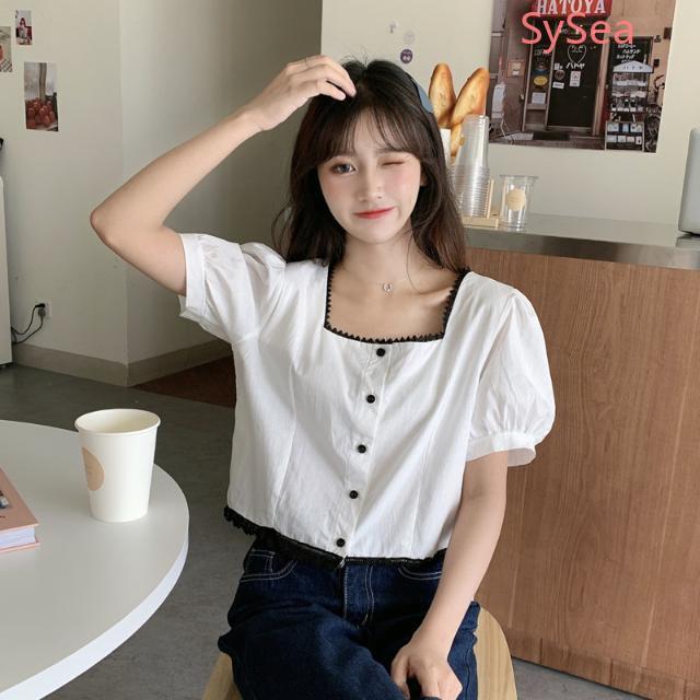 Áo sơ mi tay ngắn dáng rộng thời trang mùa hè dễ thương cho nữ