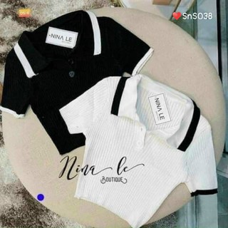 Áo gân crotop cổ bẻ