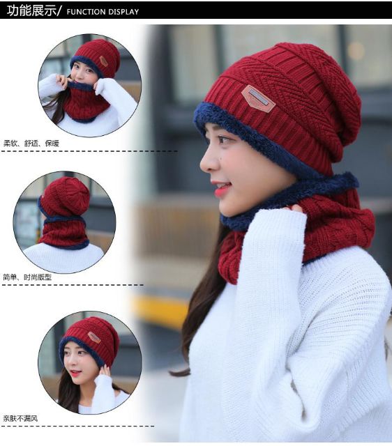 MŨ LÔNG KÈM KHĂN CHO NỮ lớp