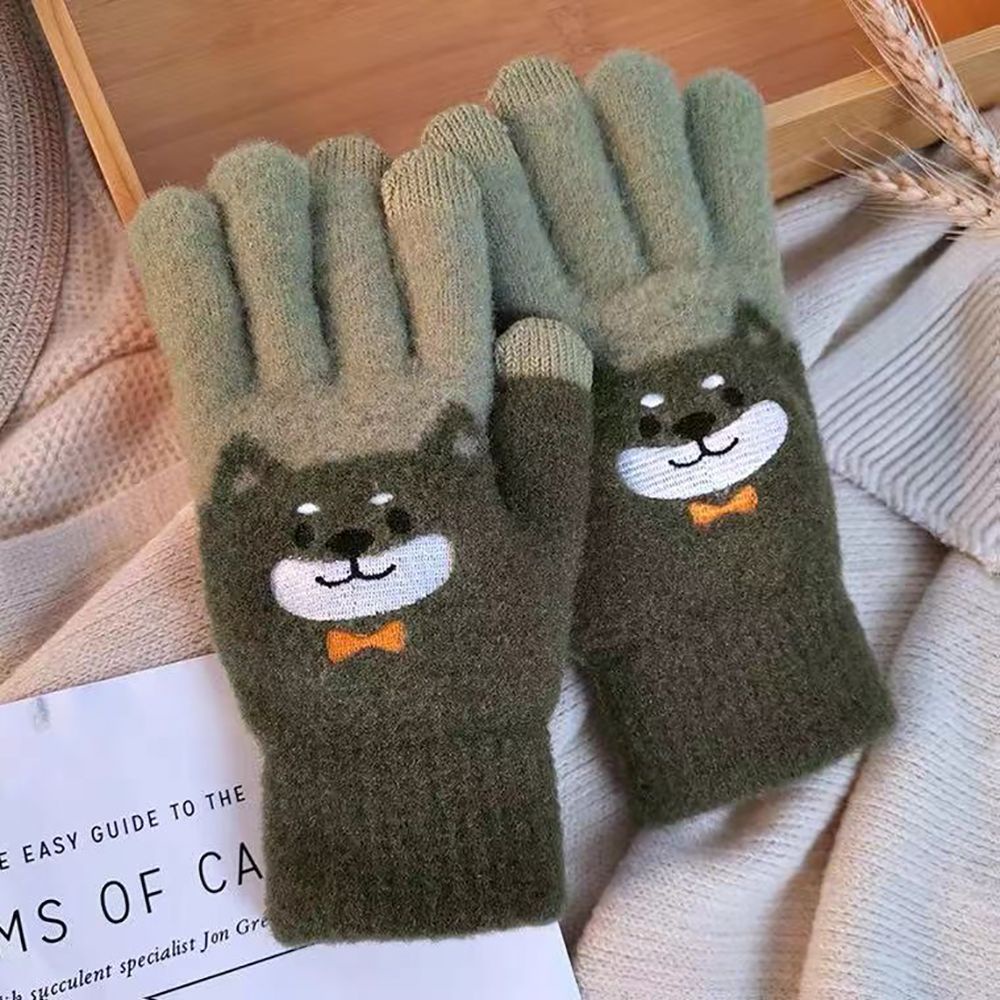 Găng tay giữ ấm co giãn tốt họa tiết gấu dễ thương thời trang dành cho nữ