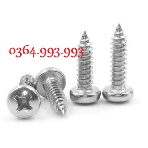 Gói 100 cái Vít gỗ đầu tròn inox M3x15/ Vít pake đầu dù đuôi nhọn inox M3x15/ Vít nhọn inox M3x15